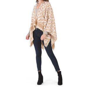Poncho Wrap Animal Print Camel Multi | OS